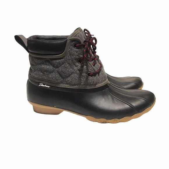 Skechers Shoes - Skechers Duck Boots Women Size 8 Pond Lil Puddles Waterproof Black Gray